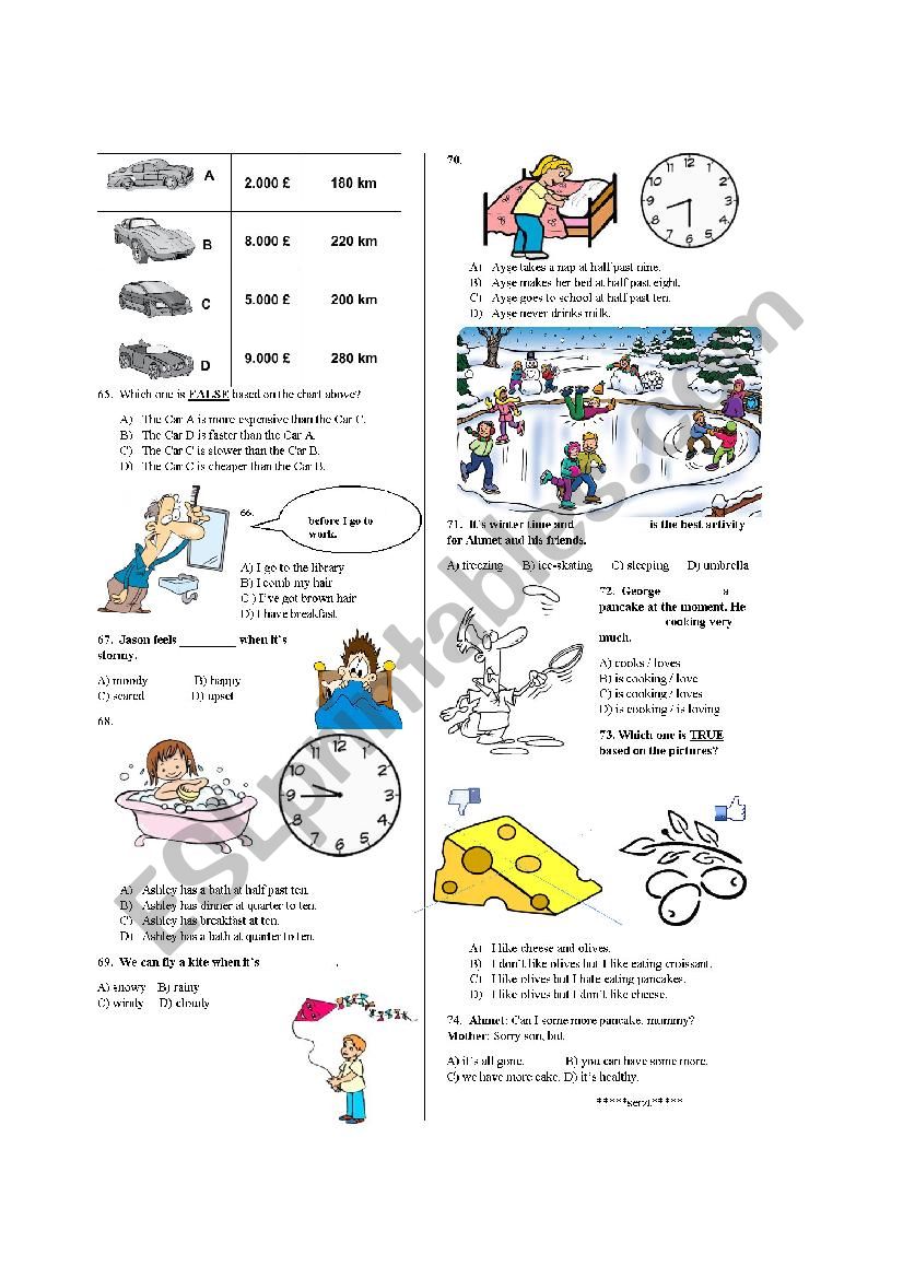    	Elementary Revision (part 4) [daily routines, weather,feelings,present simple vs. cont etc..)